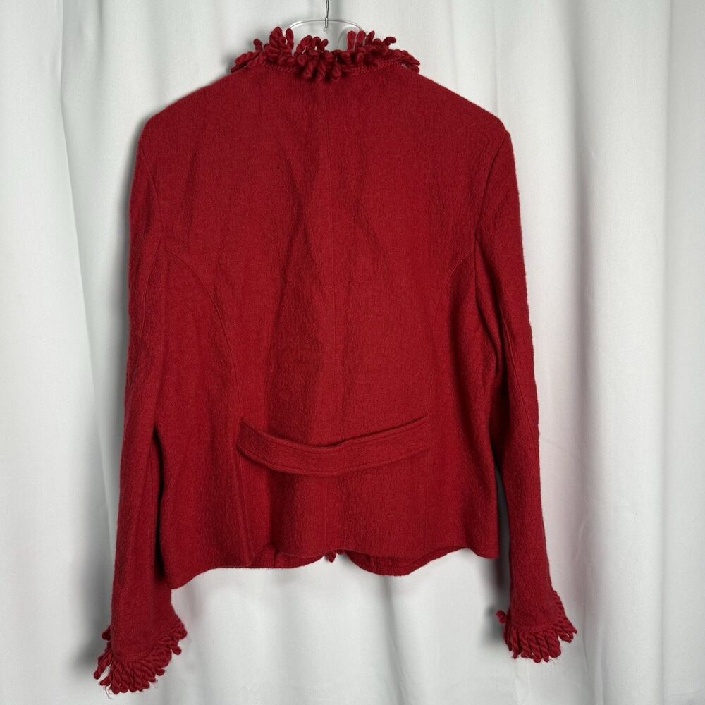 Vintage Talbots Red Boiled Fringe 100% Wool Cardi… - image 3
